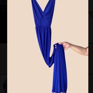 Royal blue comfy prom dress with slit